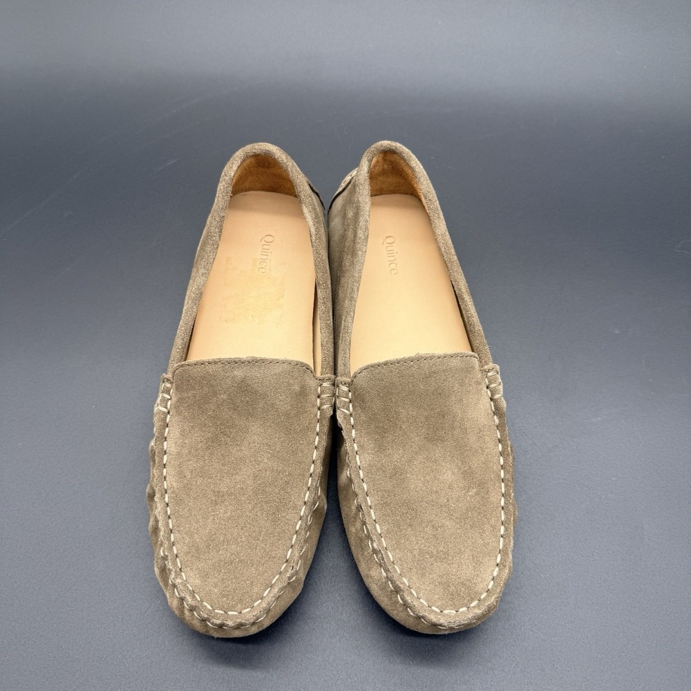 Quince Womens 7 Suede Driving Loafers Taupe Brown Moccasin Slip On Shoes - Picture 3 of 11